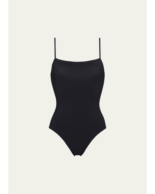Eres Black Aquarelle One-piece Swimsuit With Thin Straps