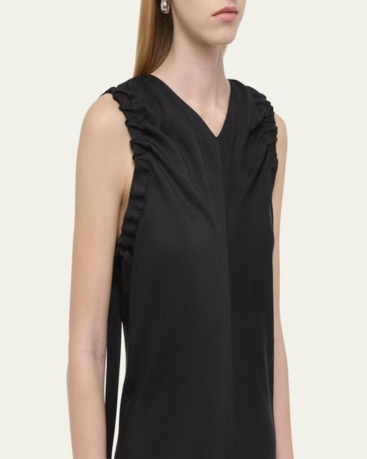 Helmut Lang Black Ruched Sleeveless Maxi Dress