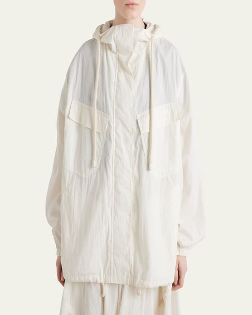 Prada Natural Utility Oversized Hooded Drawstring Jacket