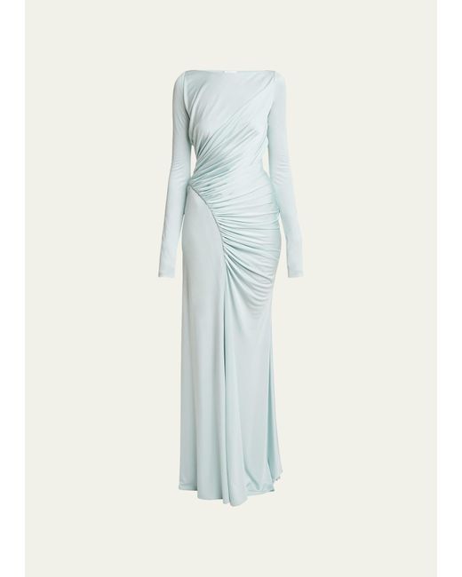 Givenchy Blue Long Sleeve Side Draped Dress