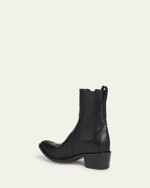 Tom Ford Black Python-Embossed Leather Boots for men