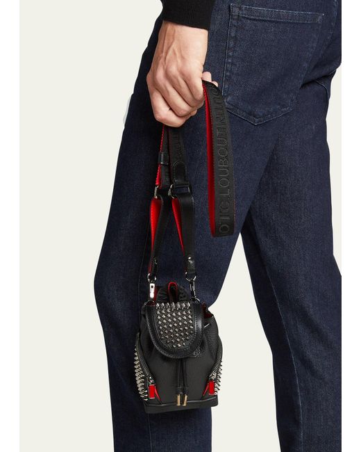 Christian Louboutin Black Explorafunk Keyring Studded Crossbody Bag for men