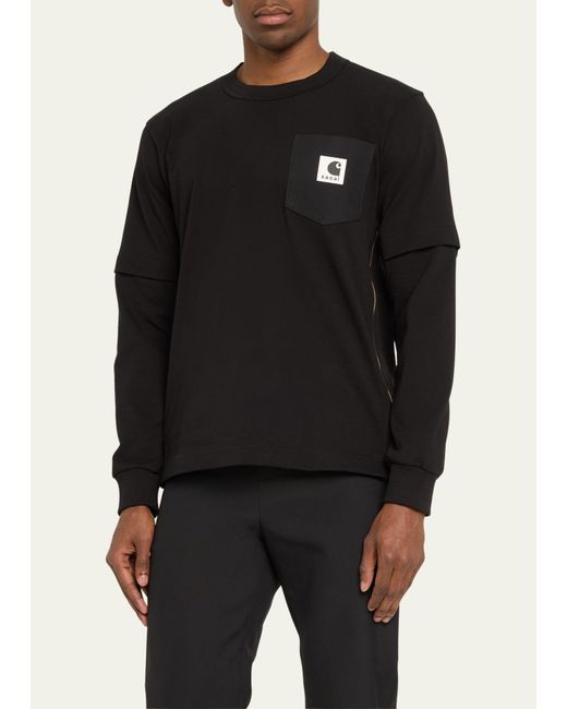Sacai Black X Carhartt Wip Side-zip T-shirt for men