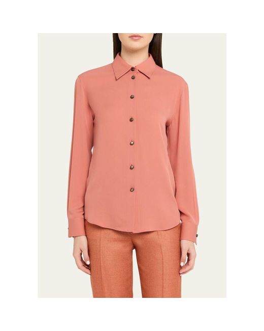 Giorgio Armani Pink Silk Slim Button-Down Blouse