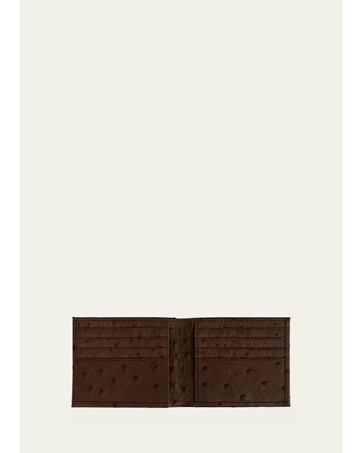 Abas Brown Ostrich Bi-fold Wallet for men