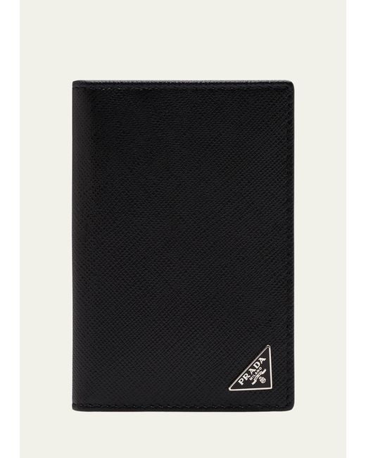 Prada Black Saffiano Slim Card Holder Wallet for men