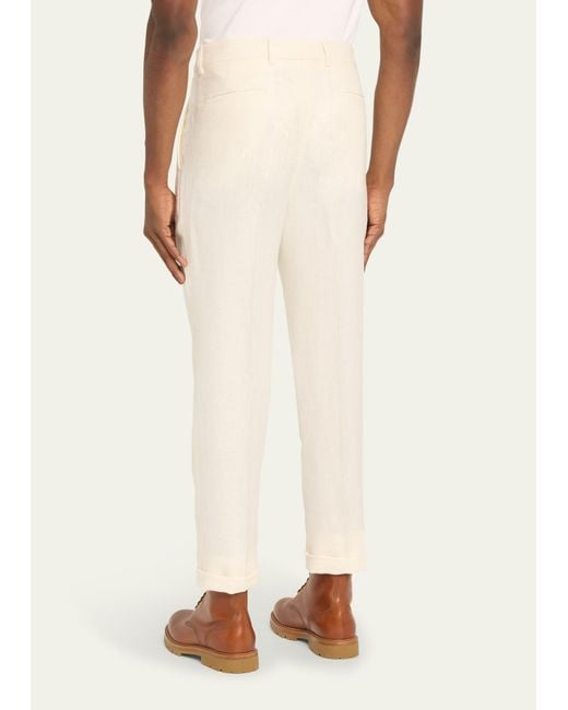 Brunello Cucinelli Natural Single-pleated Trousers for men