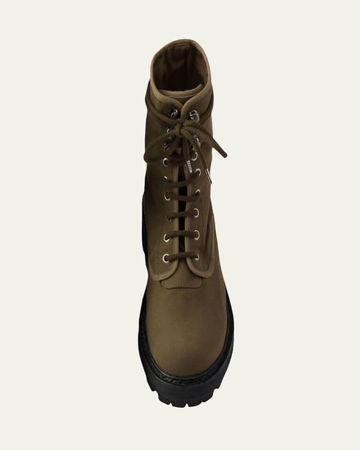 Prada Natural Canvas Ankle Combat Boots
