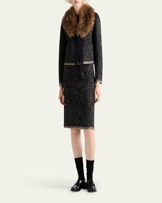Prada Black Tweed Double-Hem Single-Breasted Jacket