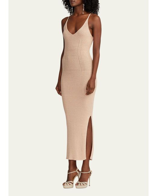 Ralph Lauren Collection White Ribbed Backless Cocktail Dress