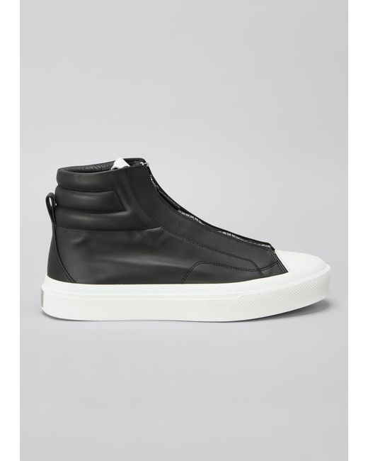 Givenchy Gray City 4g-zip Leather High Top Sneakers for men