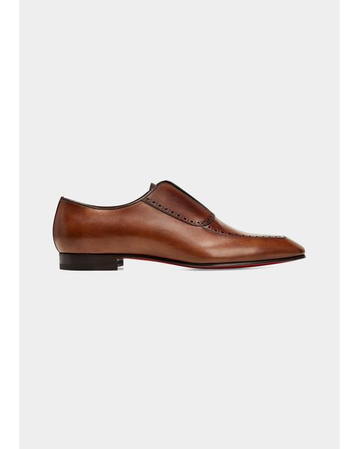 Christian Louboutin Lafitte On Flat Leather Loafers in Brown for Men | Lyst