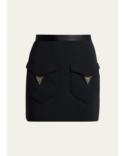Versace Black Wool Mini Skirt