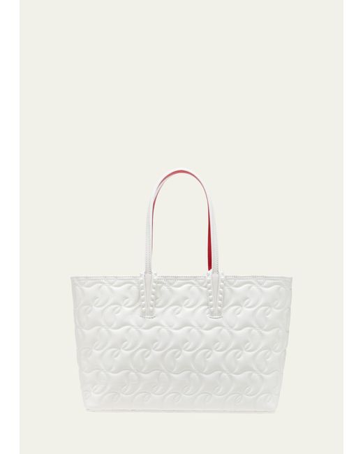 Christian Louboutin Natural Cabata Small Tote In Cl Embossed Nappa Leather