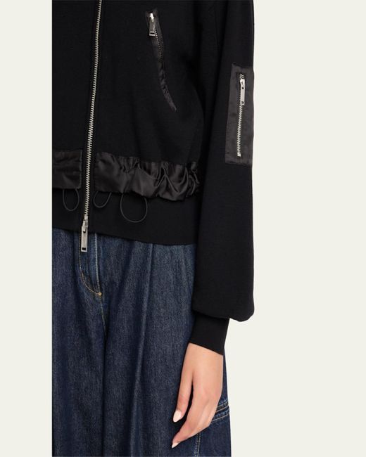 3.1 Phillip Lim Black Double-Layer Bomber Jacket