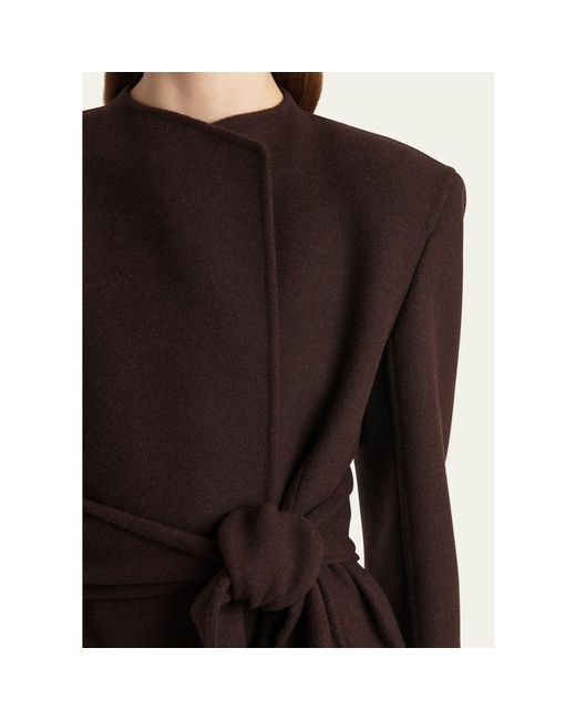 Khaite Black Jelson Double-Face Wool Wrap Coat