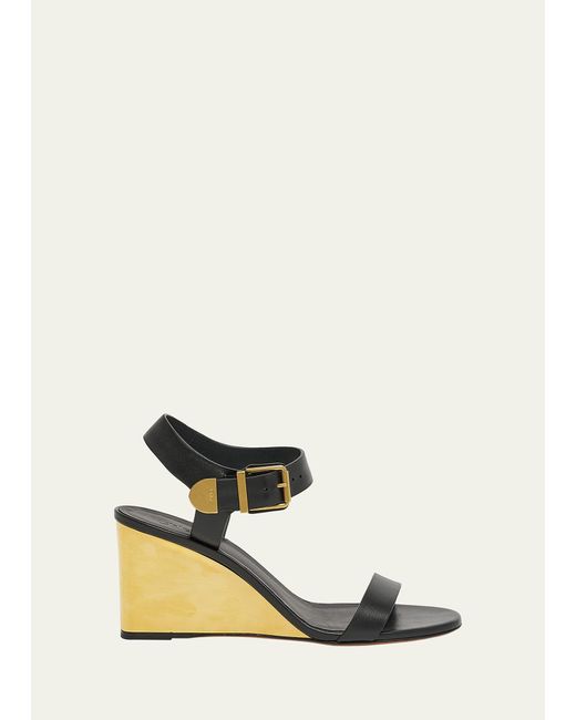 Chloé Natural Rebecca Leather Wedge Ankle-strap Sandals