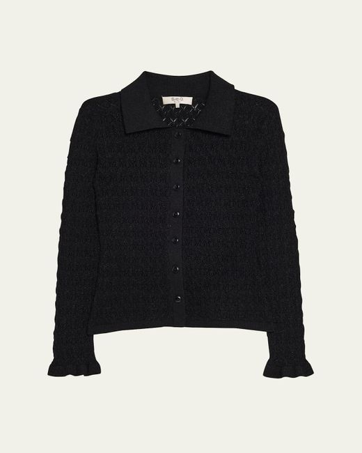 Sea Black Ruby Long-Sleeve Pointelle Knit Cardigan