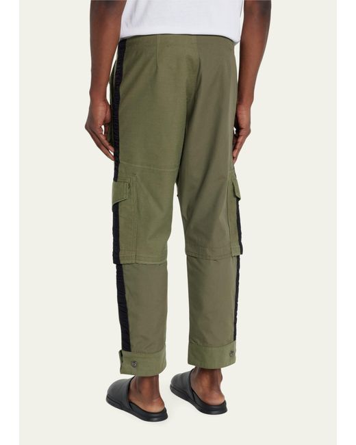 Greg Lauren Green Side-stripe Cargo Pants for men