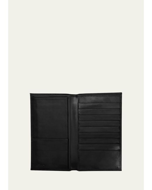 Abas Black Cordovan Leather Vertical Bifold Wallet for men
