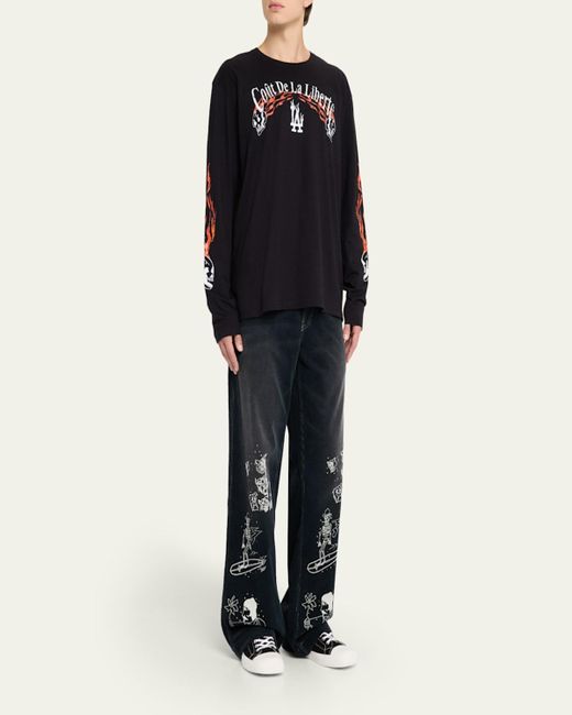 Cout de la Liberte Blue Faded Corduroy Crystal Sketch Five-Pocket Pants for men