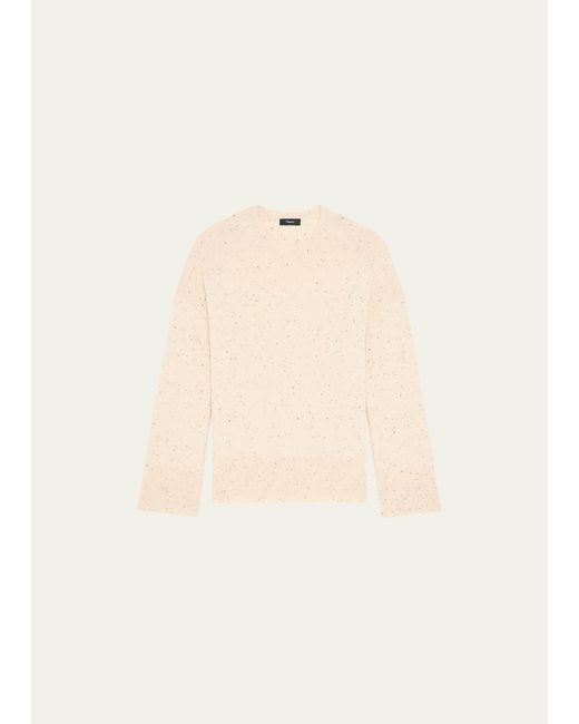 Theory Natural Karenia Wool-cashmere Drop-shoulder Donegal Sweater
