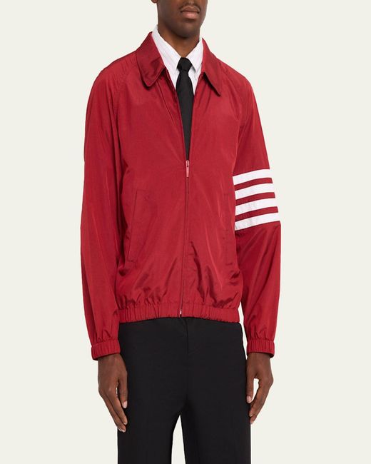 Thom Browne Red Ripstop 4-Bar Full-Zip Jacket for men
