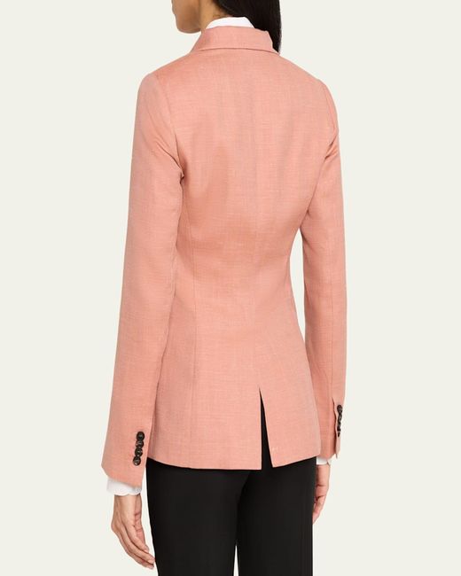 Kiton Pink Wool-Blend Single-Breasted Blazer Jacket