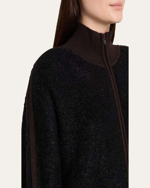 6397 Black Zip-Up Bouclé Track Jacket