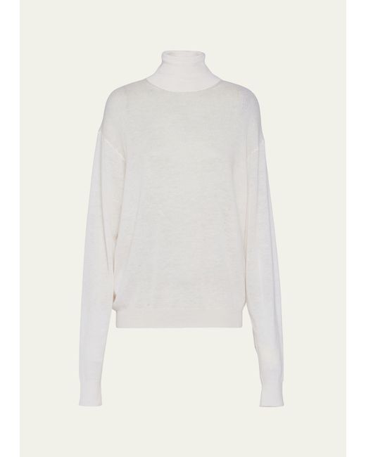 Prada White Superfine Cashmere Turtleneck Sweater