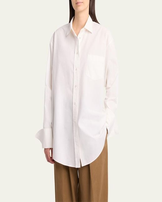 The Row White Ment Poplin Button-Down Shirt