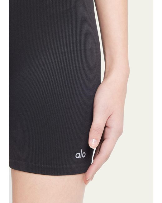 Alo Yoga Black Seamless Ribbed Hot Shorts