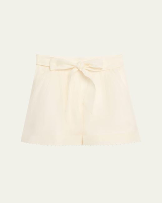 Zimmermann Natural Dawning Beaded Tuck Shorts