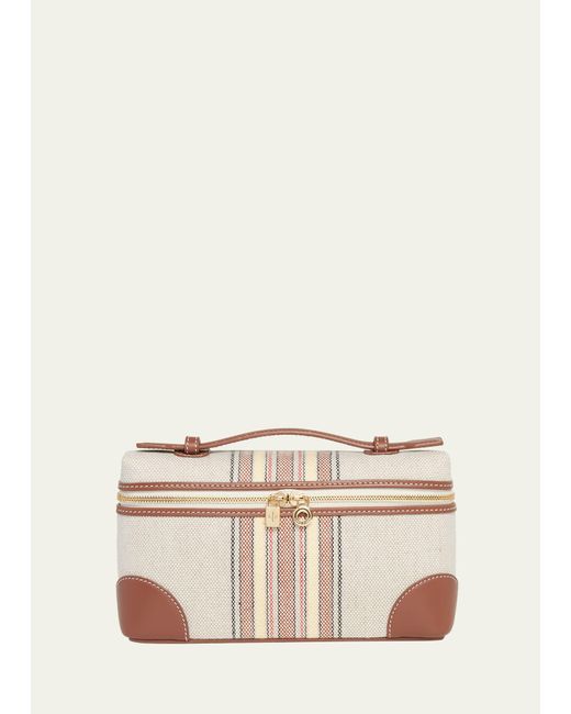 Loro Piana Natural Extra Pocket Striped Canvas Top-handle Bag