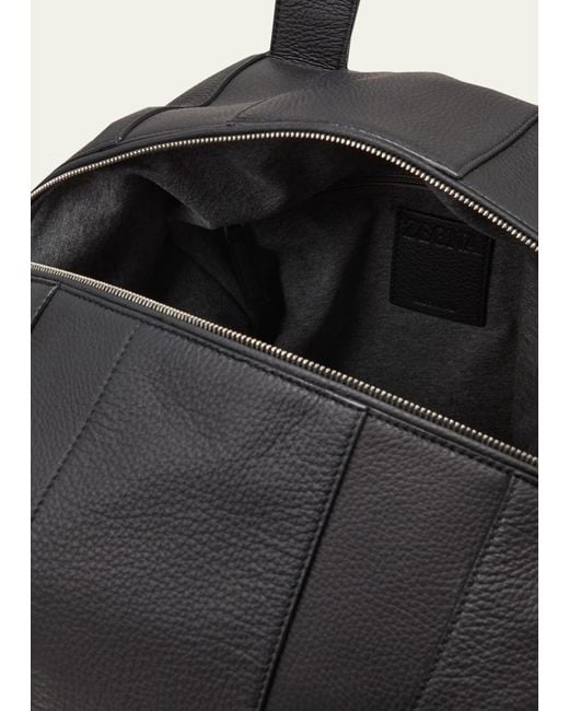 Zegna Black Holdall Raglan Leather Duffle Bag for men