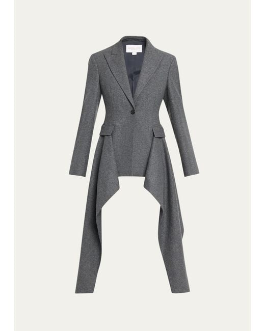 Michael Kors Gray Draped Single-Button Wool Blazer