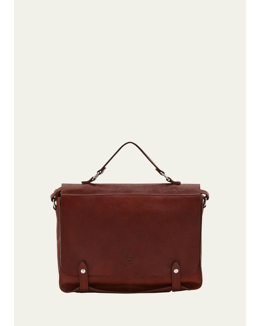 Il Bisonte Red Brolio Vachetta Leather Briefcase Bag for men