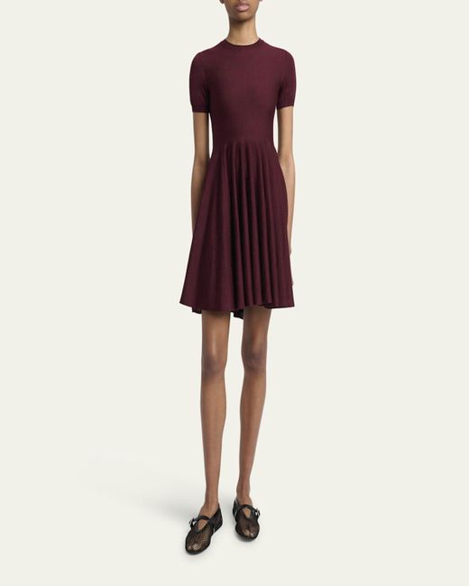 Alaa Short-Sleeve Fit-&-Flare Mini Dress in Purple | Lyst Alaa Short-Sleeve Fit-&-Flare Mini Dress in Purple | Lyst