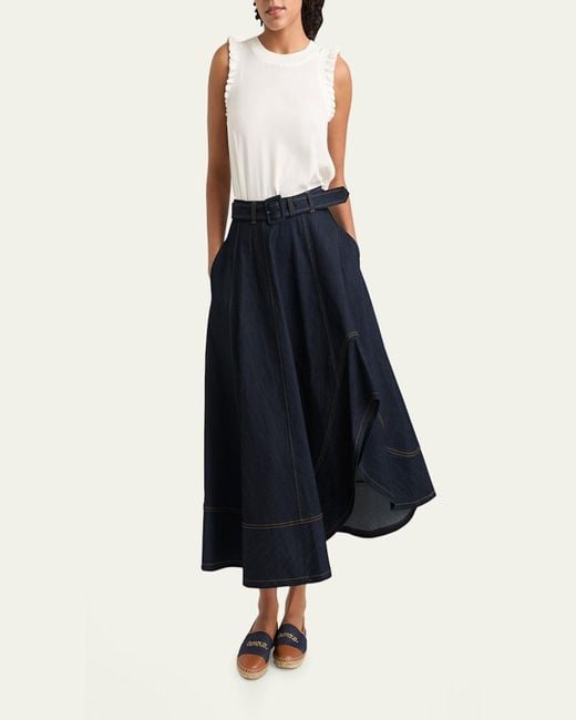 Cinq À Sept Blue Zelda Denim Midi Skirt