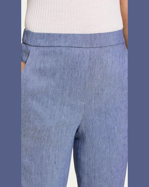 Theory Blue Treeca Pull-On Ankle Pants