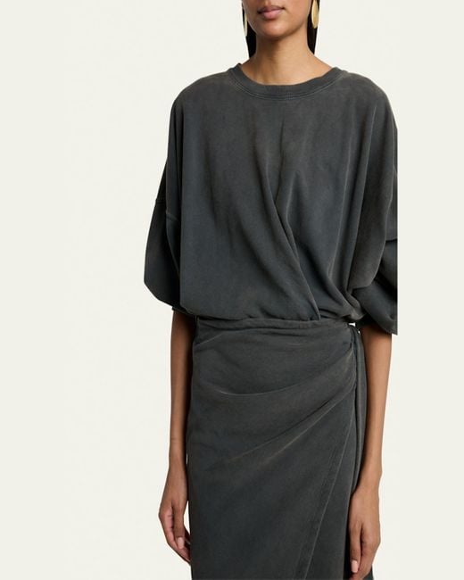 Isabel Marant Sandrina Draped Sweatshirt Dress in Gray | Lyst
