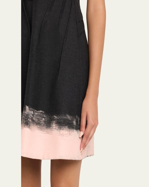 Jason Wu Black Glen Plaid Sleeveless Painted-Hem Mini Dress