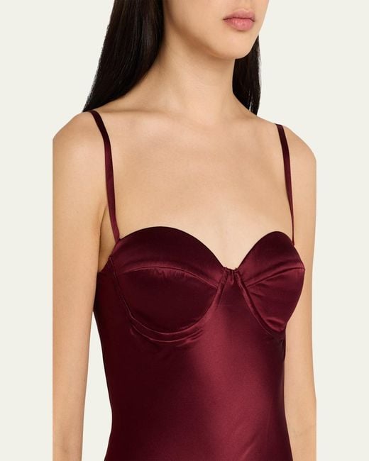 L'Agence Red Sayla Bias-Cut Silk Gown