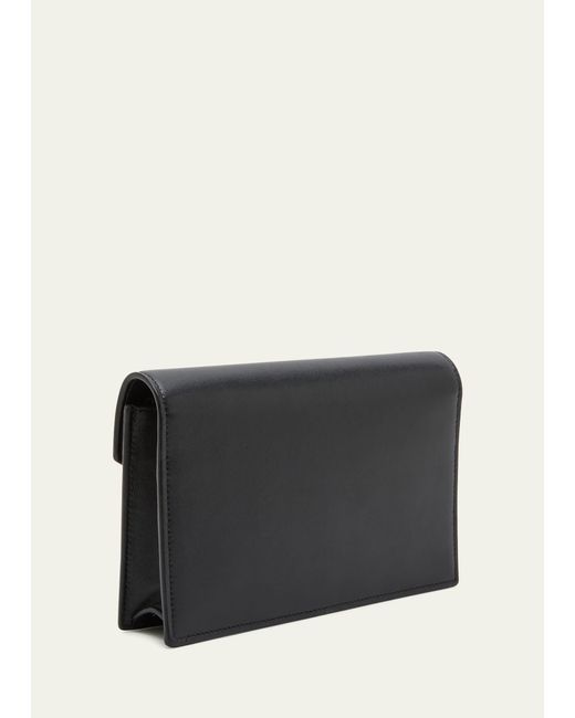 Saint Laurent Black Ysl Monogram Wallet On Chain In Smooth Leather