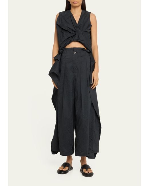Issey Miyake Black Twisted Side Panel Woven Pants