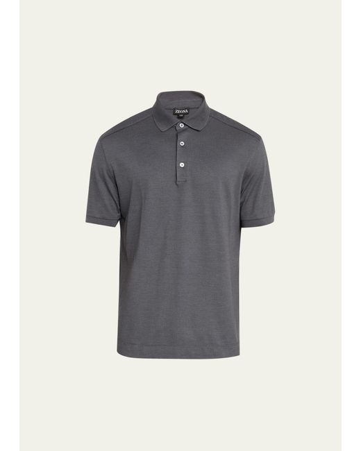 Zegna Gray Cotton-silk Polo Shirt for men