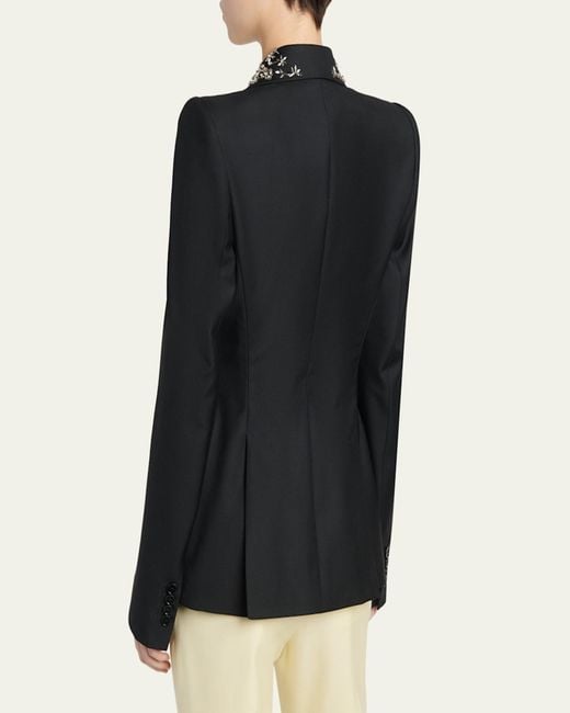 McQueen Black Beaded Lapel Single-Breasted Jacket