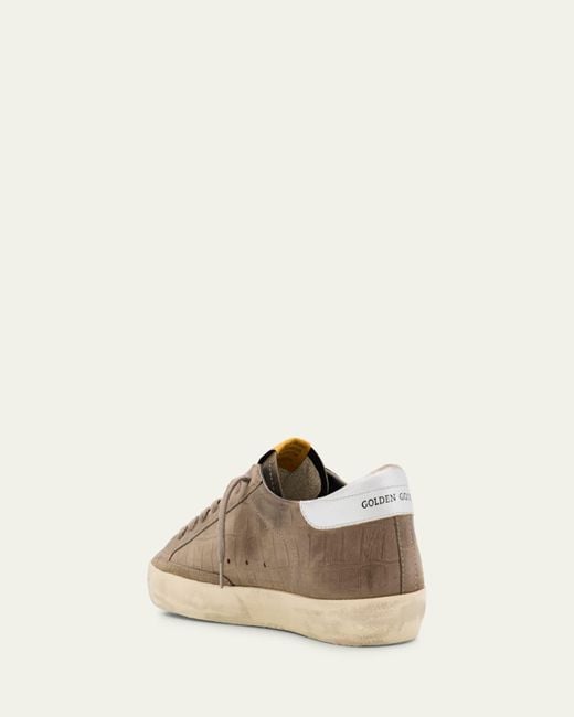 Golden Goose Deluxe Brand Natural Super-Star Croc-Printed Nubuck Leather Sneakers, Exclusive for men