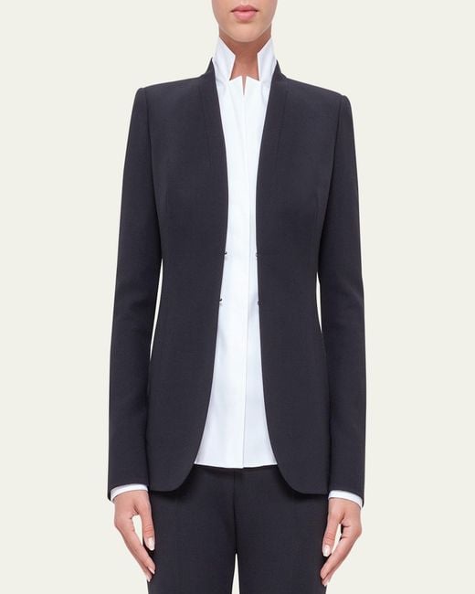 Akris Blue Shawl-Collar Wool Jacket
