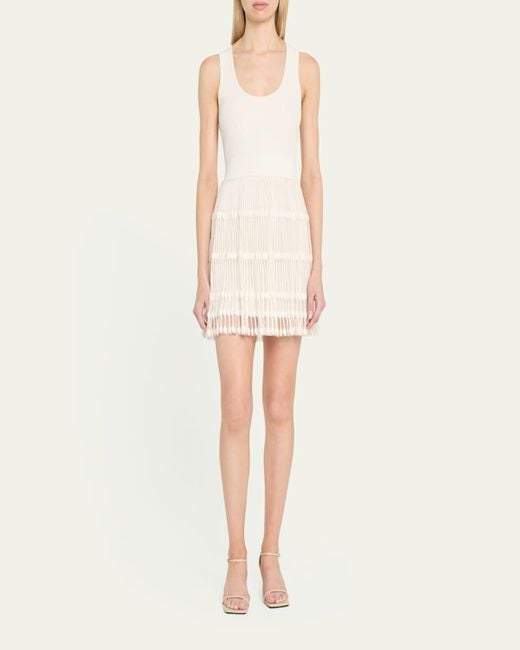 milly tabitha sheer hem mini dress Milly Tabitha Sheer Godet Mini Dress In Ecru